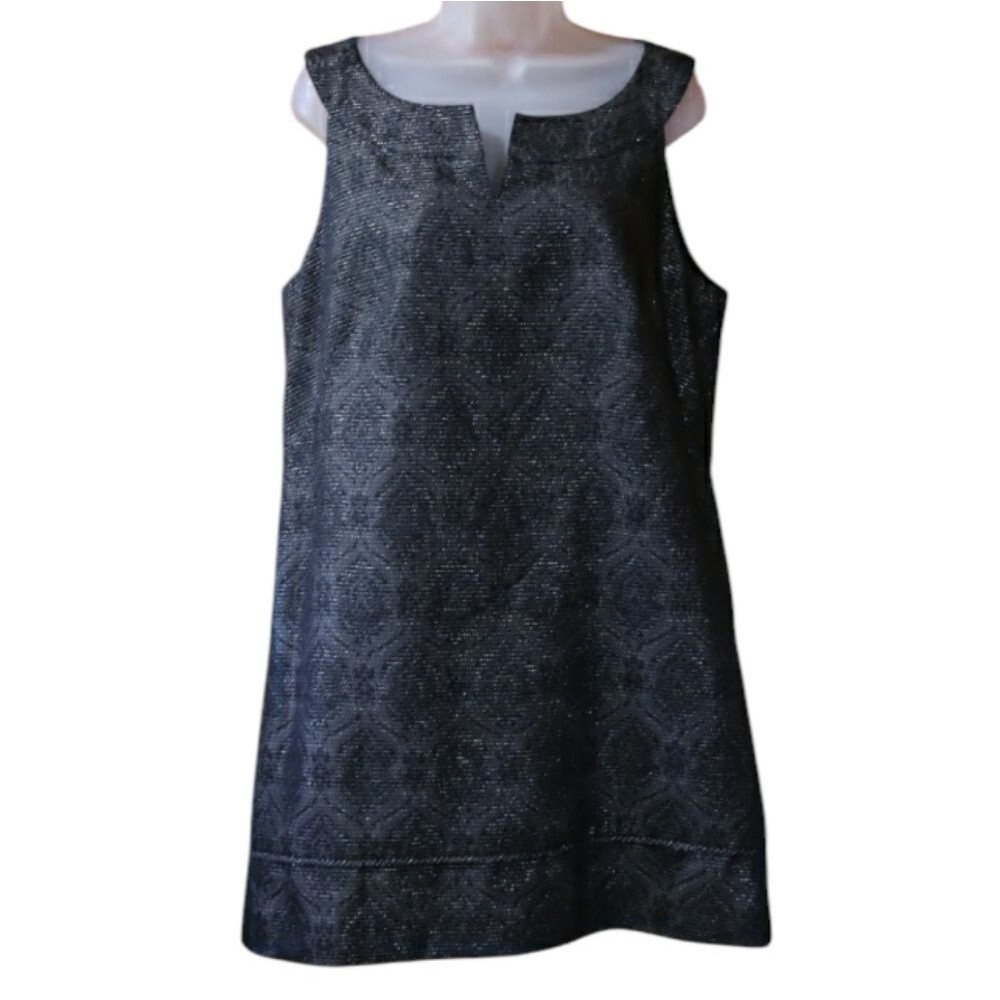 Classiques Entier Black Sleeveless Mini Swing Cocktail Dress Sparkly Metallic LG